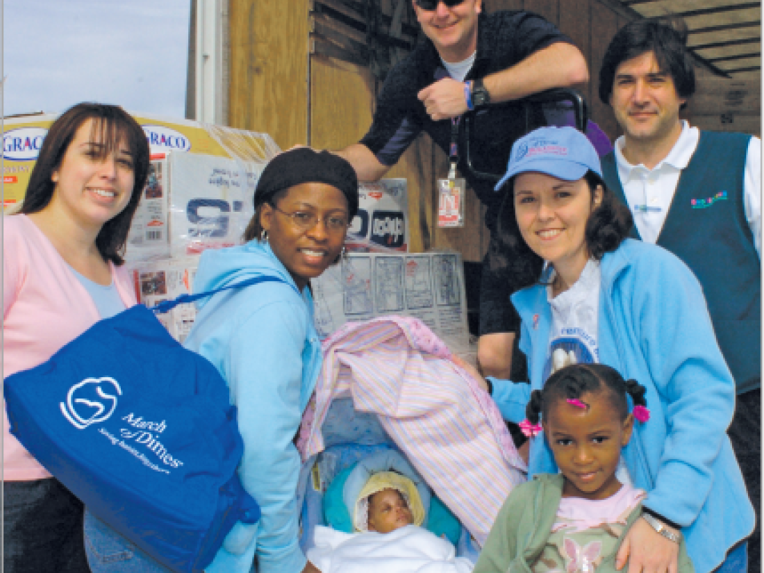 March of Dimes and its corporate partners provided diapers, clothing and other supplies